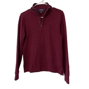Polo Ralph Lauren Long Sleeve Quarter Zip Interlock Pullover Maroon Size 14-16